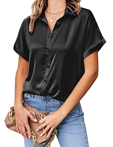 Chigant Short Sleeve Silk Shirt for Women