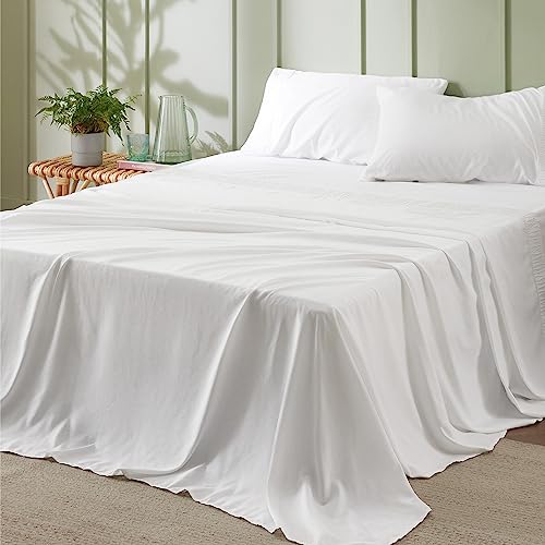 Bedsure Queen Sheets White - Soft 1800 Sheets for Queen Size Bed